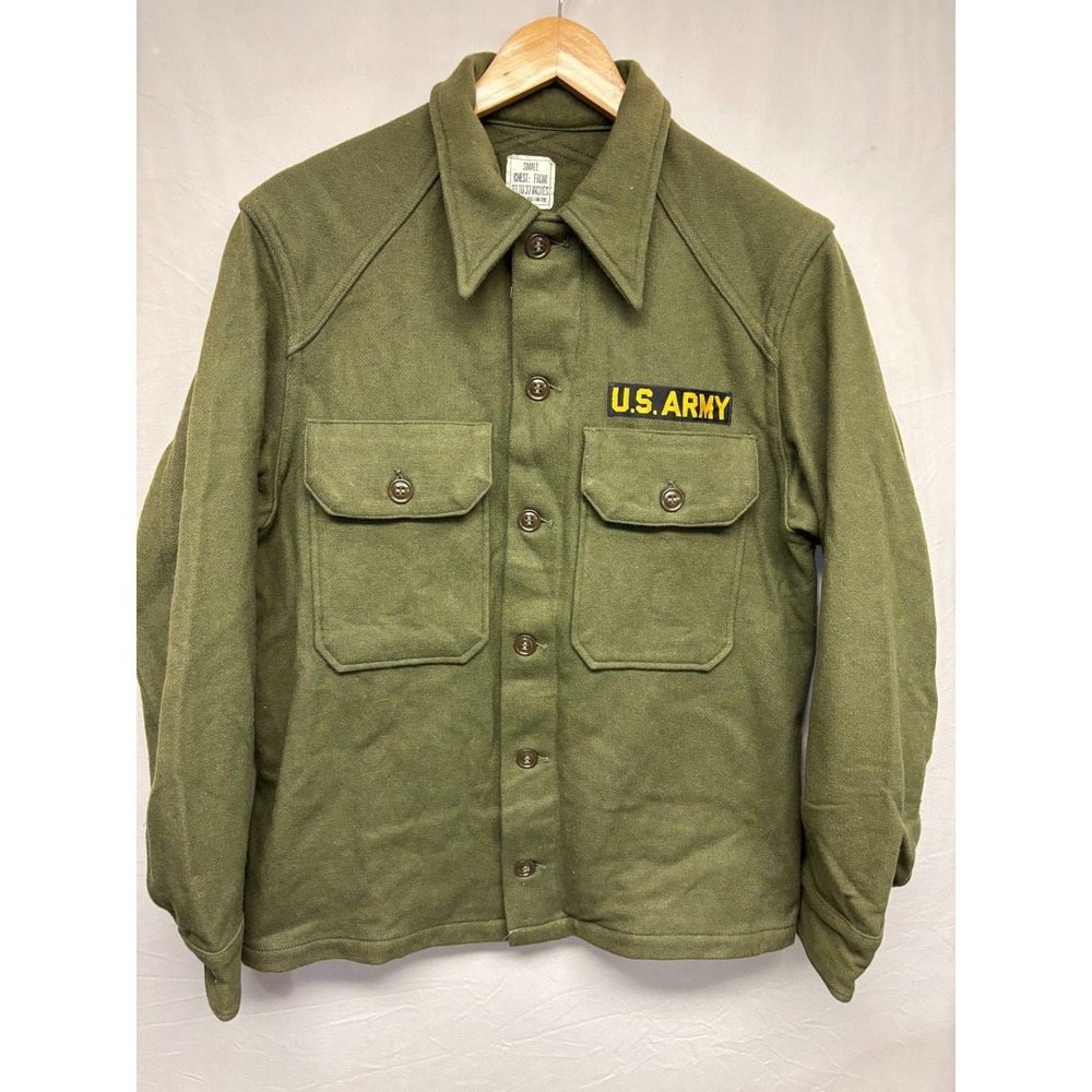 US Army OG-108 Field Shirt Mens Olive Green Long Sleeve Outdoor Small Korean War
